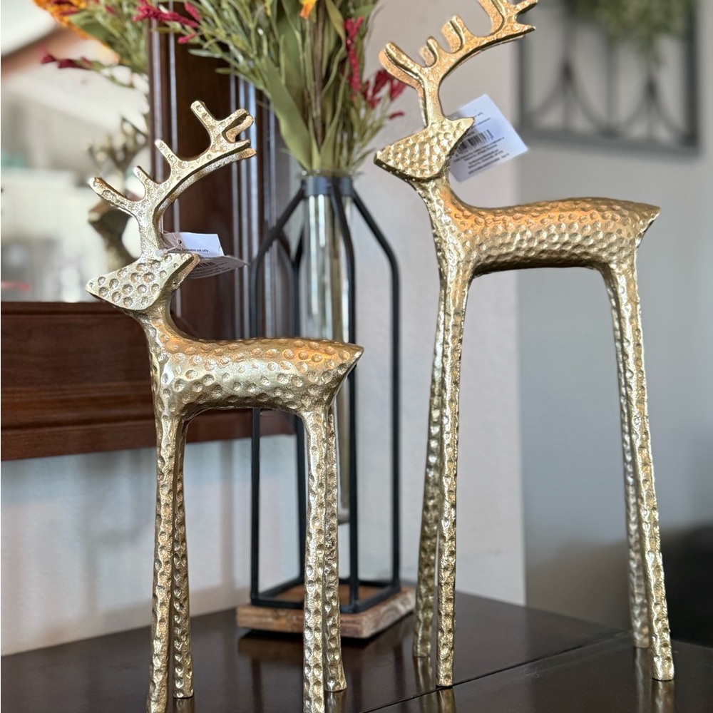 Holiday Time Gold Textured Reindeer set of 2